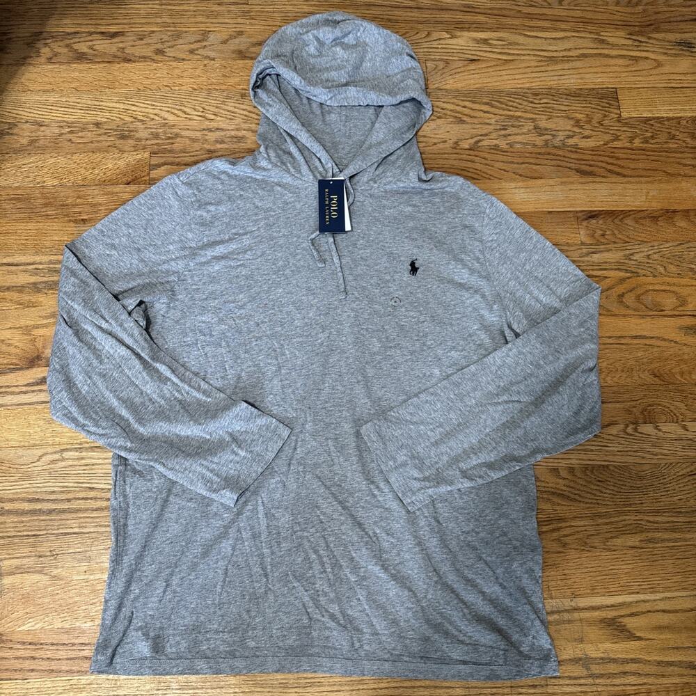 Polo Ralph Lauren Lightweight Pullover Hoodie Grey Men's Sz XL Embroidered Pony